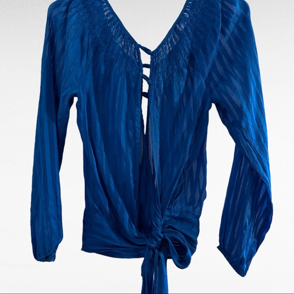 BCBG MAXAZRIA Saphire Blue Top Open Back - Picture 2 of 2